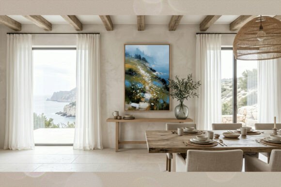 Coastal Meadow Impressionist Oil: A Window to a Wind-Swept World
