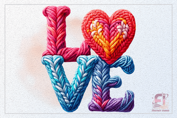 Crafting with Heart: Your Guide to the Stacked LOVE Knitted Heart Clipart