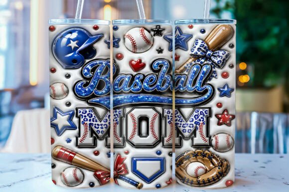 Inflated Baseball Mom Tumbler Wrap PNG: Show Your Sporty Pride