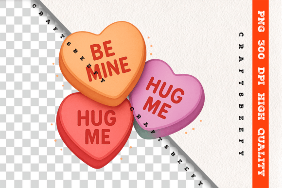 Retro Conversation Hearts PNG Clipart for Modern Creators